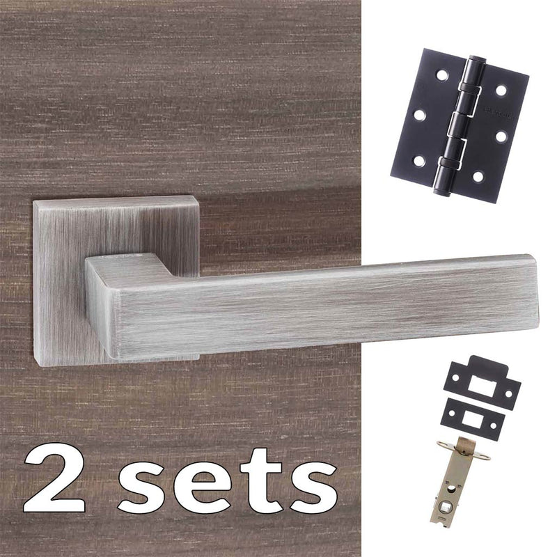 Two Pack Asti Forme Designer Lever on Minimal Square Rose - Urban Graphite
