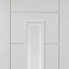 J B Kind White Contemporary Barbican Fire Door Primed Flush Fire Door - Clear Glass - 1/2 Hour Fire Rated