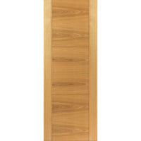 J B Kind Oak Contemporary Mistral Flush Fire Door - Decorative Grooves - 30 Minute Fire Rated - Prefinished