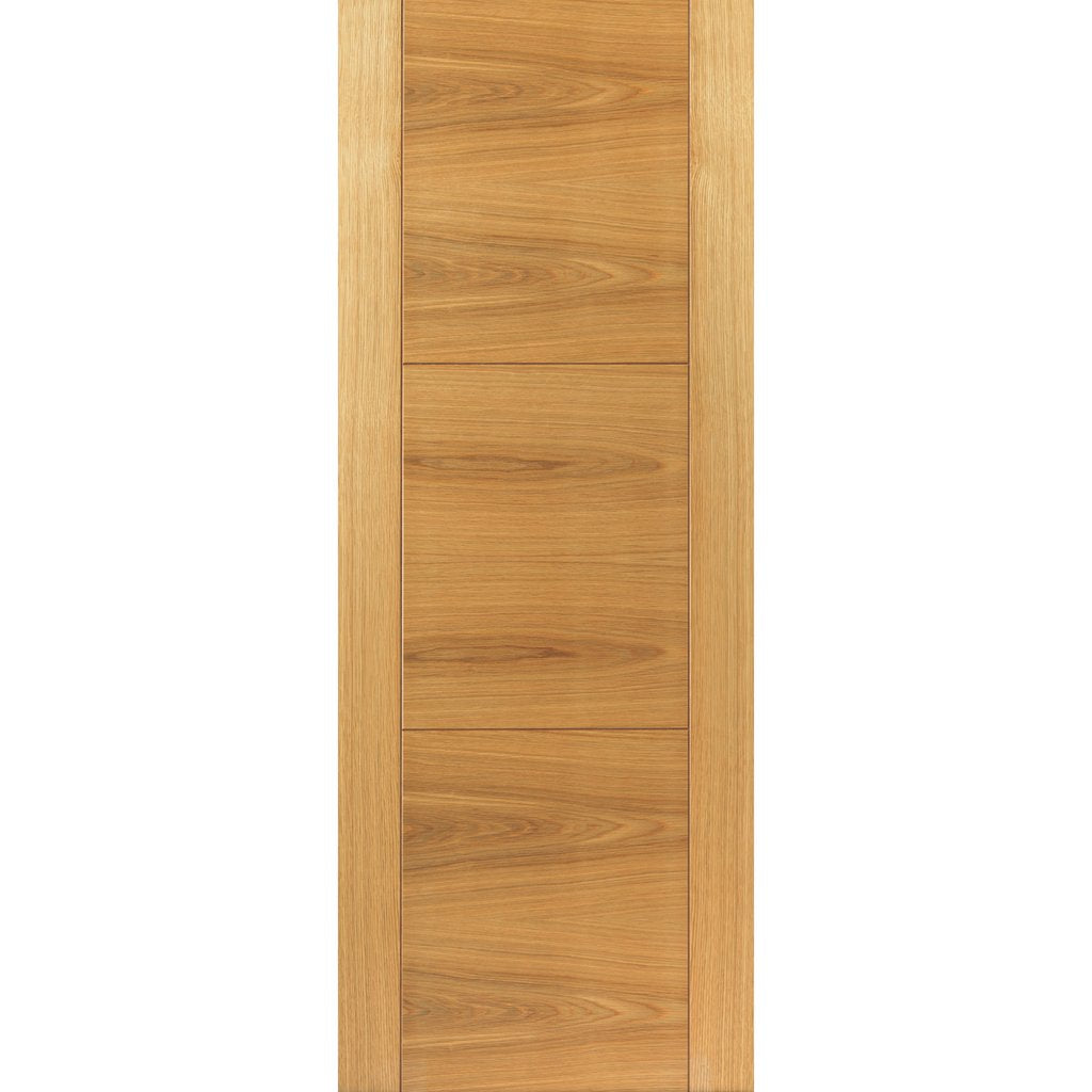 J B Kind Oak Contemporary Mistral Flush Fire Door - Decorative Grooves - 30 Minute Fire Rated - Prefinished