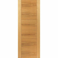 Single Sliding Door & Wall Track - Mistral Flush Oak Door - Decor Grooves - Prefinished