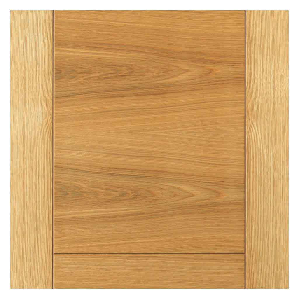 Single Sliding Door & Wall Track - Mistral Flush Oak Door - Decor Grooves - Prefinished