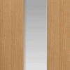 Double Sliding Door & Track - Axis Shaker Oak Doors - Clear Glass - Prefinished