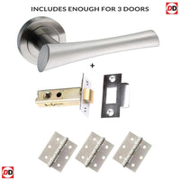 Three Pack Corsica Mediterranean Lever On Rose - Satin Nickel Handle