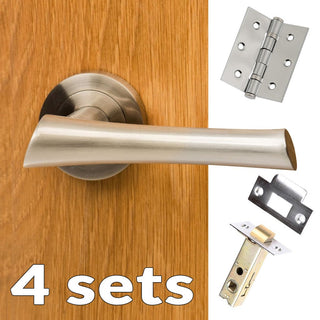 Image: Four Pack Corsica Mediterranean Lever On Rose - Satin Nickel Handle