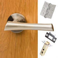 Corsica Mediterranean Lever On Rose - Satin Nickel Handle Pack