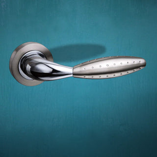 Image: Oran Mediterranean Lever On Rose - Satin Nickel - Polished Chrome