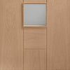 Bespoke Messina Oak Glazed Double Frameless Pocket Door Detail - Prefinished