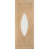 Treviso Oak Veneer Staffetta Quad Telescopic Pocket Doors - Clear Glass - Prefinished