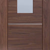 Bespoke Thruslide Portici Walnut Glazed - 2 Sliding Doors and Frame Kit - Aluminium Inlay - Prefinished