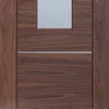 Bespoke Thruslide Portici Walnut Glazed - 4 Sliding Doors and Frame Kit - Aluminium Inlay - Prefinished