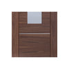 Portici Walnut Flush Double Evokit Pocket Door Detail - Aluminium Inlay & Clear Glass - Prefinished