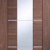 Bespoke Thruslide Portici Walnut Glazed - 3 Sliding Doors and Frame Kit - Aluminium Inlay - Prefinished