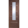 Portici Walnut Flush Double Evokit Pocket Door Detail - Aluminium Inlay & Clear Glass - Prefinished