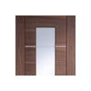 Portici Walnut Flush Single Evokit Pocket Door Detail - Aluminium Inlay & Clear Glass - Prefinished