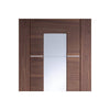 Bespoke Portici Walnut Glazed Double Pocket Door Detail - Aluminium Inlay - Prefinished