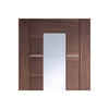 Bespoke Portici Walnut Glazed Door Pair - Aluminium Inlay - Prefinished