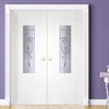 Contemporary Grained PVC Door Pair - MacIntosh Nairn Style Glass