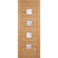 Bespoke Vancouver Oak 4LS Door Diamond Lined Clear Glass - Prefinished