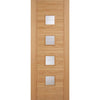 Three Folding Doors & Frame Kit - Vancouver 4 Pane Oak 3+0 Diamond Lined Clear Glass - Prefinished