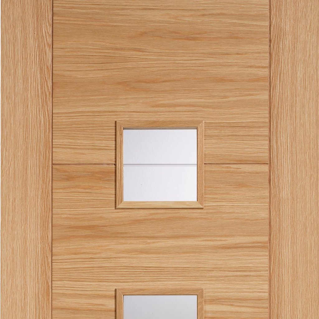 Bespoke Vancouver Oak 4LS Door Diamond Lined Clear Glass - Prefinished