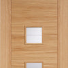 Two Folding Doors & Frame Kit - Vancouver 4 Pane Oak 2+0 Diamond Lined Clear Glass - Prefinished