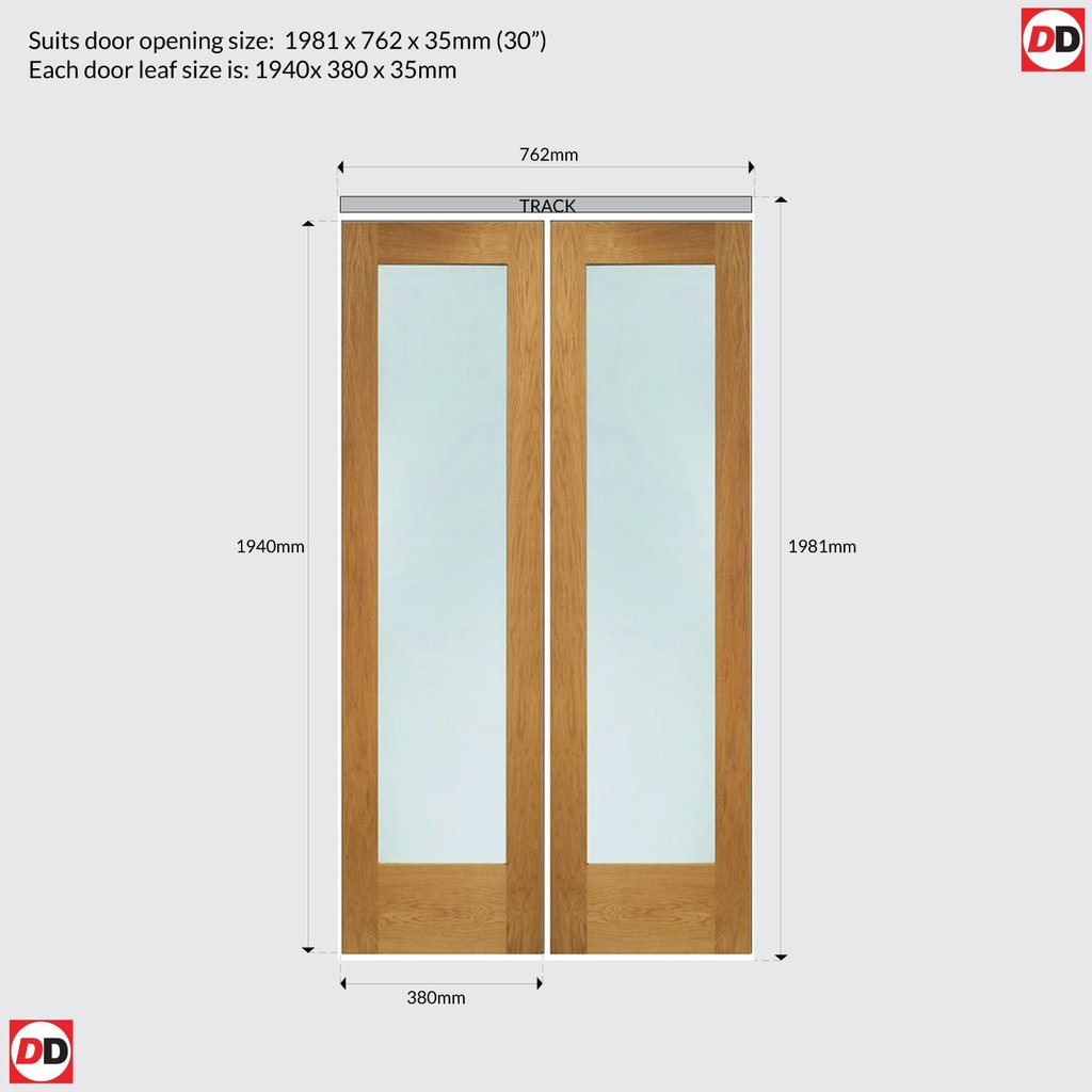 Contemporary Pattern 10 Oak Bifold Door - Clear Glass