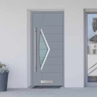 Image: External ThruSafe Aluminium Front Door - 1757 CNC Grooves & Stainless Steel - 7 Colour Options