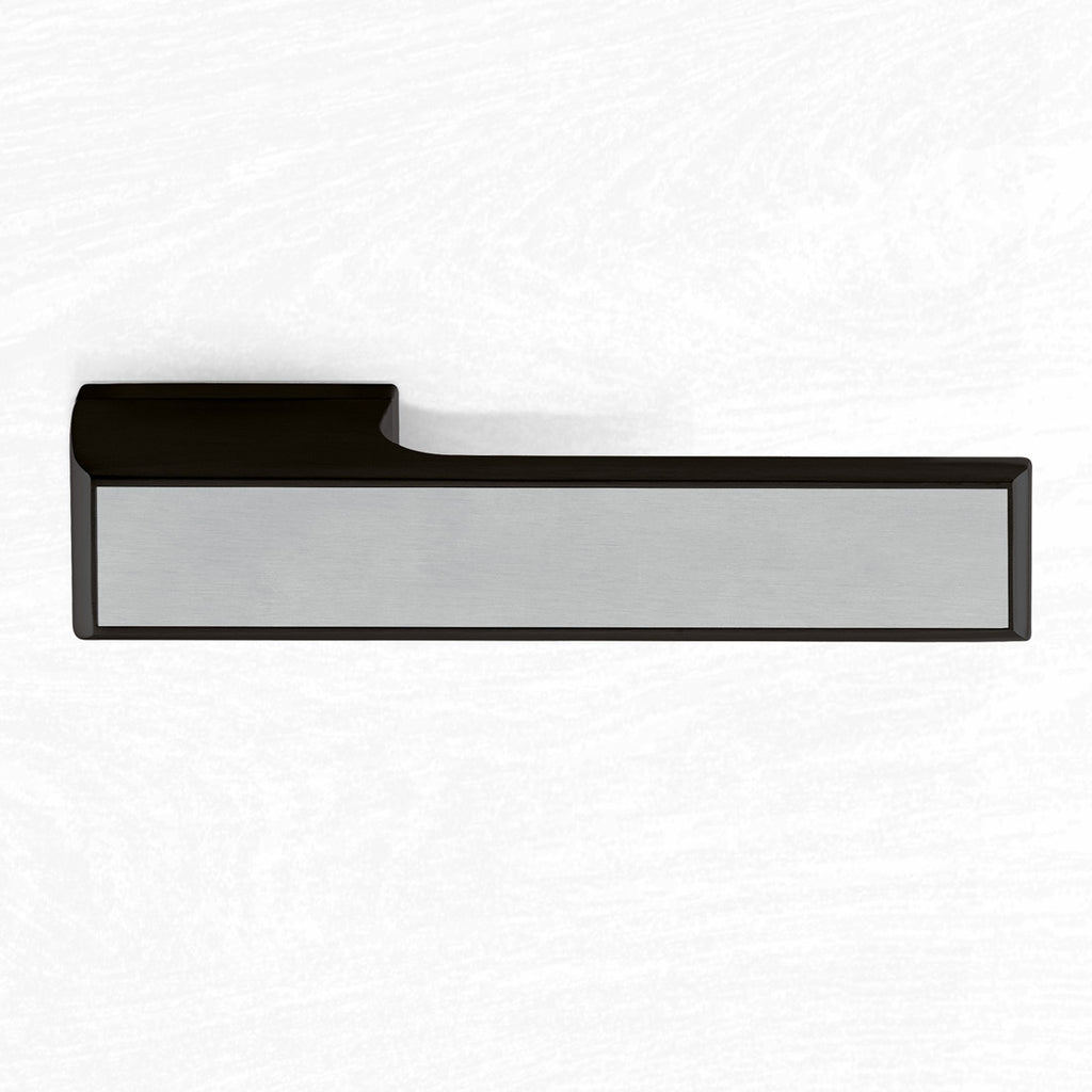 Tupai Rapido VersaLine Tobar Lever on Long Rose - Satin Stainless Steel Decorative Plate - Pearl Black