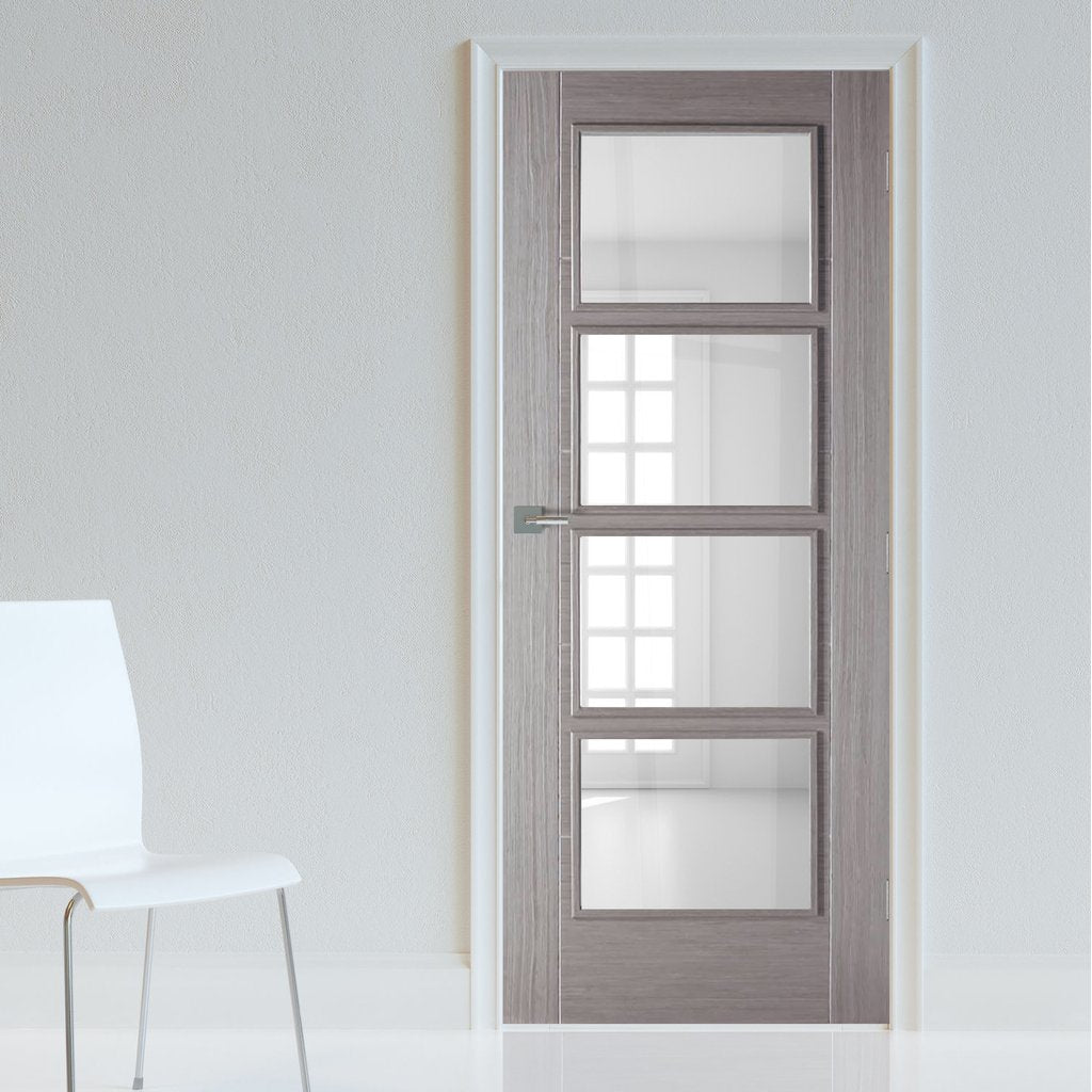 Contemporary grey glazed interior door