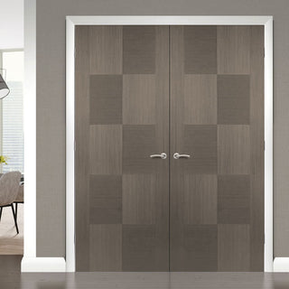 Image: Apollo Chocolate Grey Flush Door Pair - Prefinished