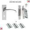 DL64 Wing Contemporary Lever Lock Satin Chrome Handle Pack