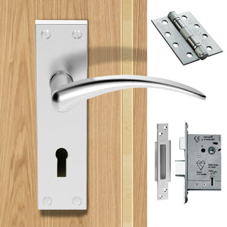 Image: DL64 Wing Contemporary Lever Lock Satin Chrome Handle Pack