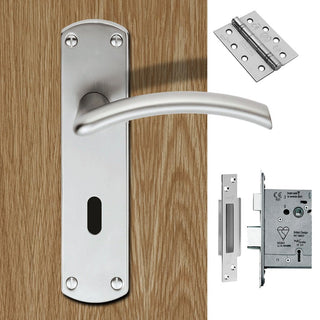 Image: Serozzetta Tres SZC031SC Lever Lock Satin Chrome Handle Pack