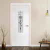 White PVC contemporary door with lightly grained faces nairn macintosh style toughened clear glass 