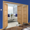 Four Folding Doors & Frame Kit - Contemporary 4 Panel Oak 3+1 - Unfinished