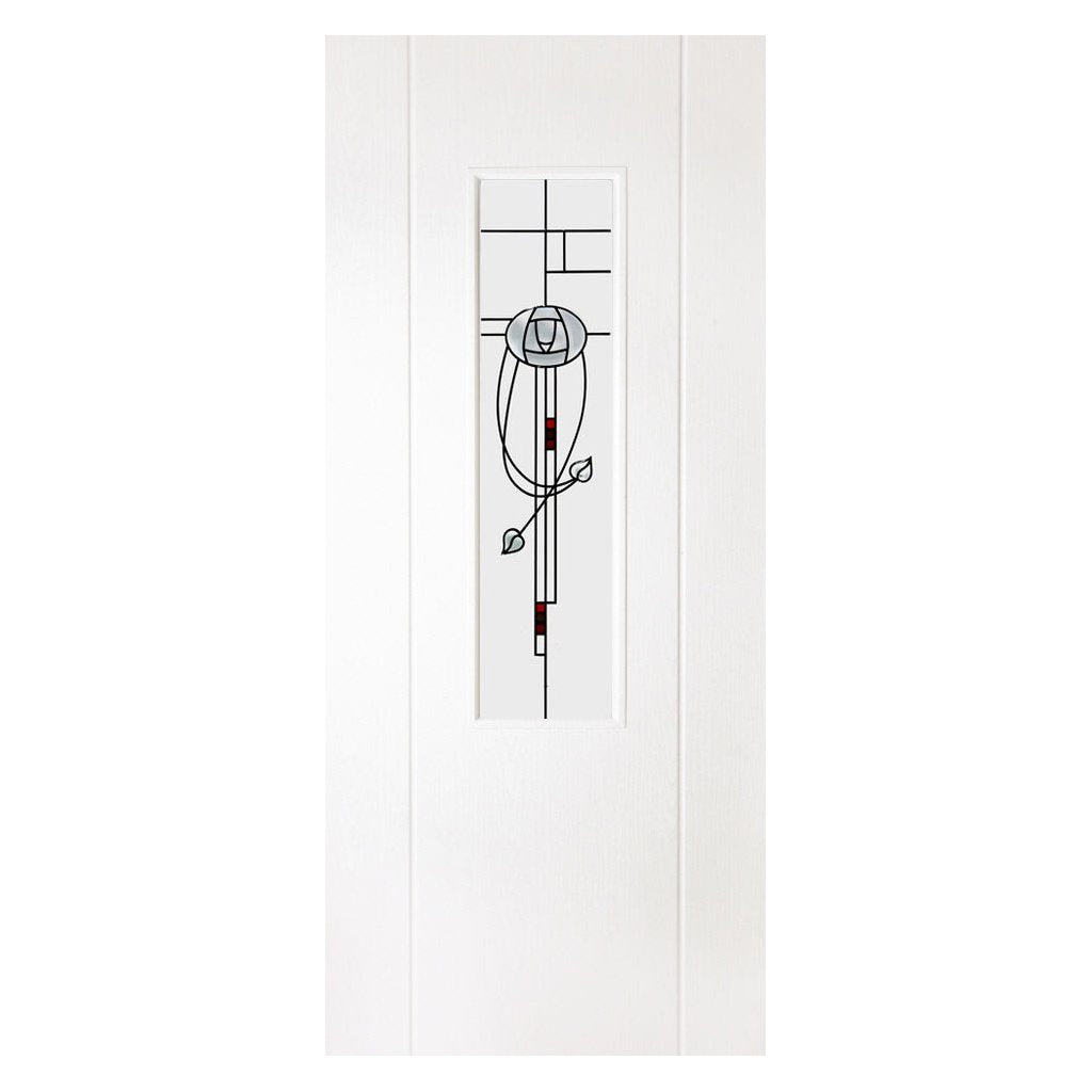 Contemporary Grained PVC Door Pair - MacIntosh Nairn Style Glass