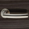 Steelworx SWL1165 Scimitar Lever Latch Handles on Round Rose - Satin Stainless Steel