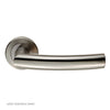 Steelworx SWL1165 Scimitar Lever Latch Handles on Round Rose - Satin Stainless Steel