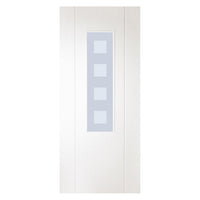 Contemporary Grained PVC Door Pair - Clear Glass  - Sandblast Squares