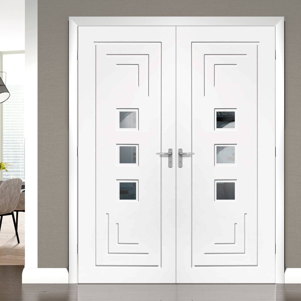 Bespoke Altino White Primed Glazed Door Pair