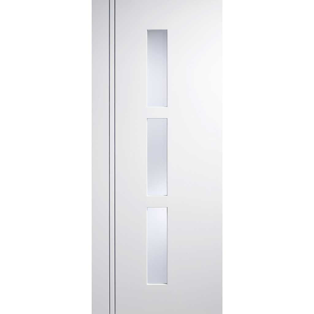Two Folding Doors & Frame Kit - Sierra Blanco 2+0 - Frosted Glass - White Painted