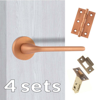 Image: Four Pack Forme Milly Designer Lever on Round Rose - Urban Satin Copper