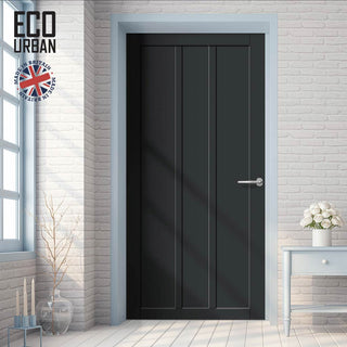 Image: Cornwall 3 Panel Solid Wood Internal Door UK Made DD6404 - Eco-Urban® Shadow Black Premium Primed