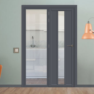 Image: Room Divider - Handmade Eco-Urban® Cornwall Door DD6404C - Clear Glass - Premium Primed - Colour & Size Options