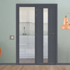 Bespoke Room Divider - Eco-Urban® Cornwall Door DD6404C - Clear Glass with Full Glass Side - Premium Primed - Colour & Size Options