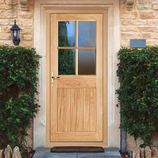 Image: Cottage 4L Exterior Oak Door and Frame Set - Clear Double Glazing, From LPD Joinery