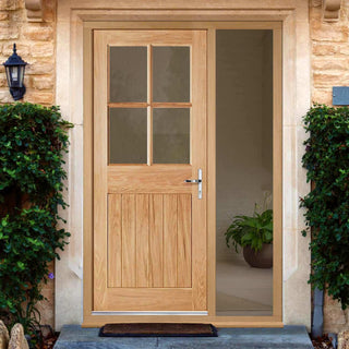 Image: Cottage 4L Exterior Oak Door and Frame Set - Clear Double Glazing - One Unglazed Side Screen, From LPD Joinery