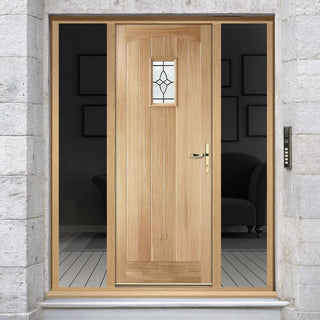 Image: Cottage Exterior Oak Door and Frame Set - Bevel Tri Glazing - Two Unglazed Side Screens, From LPD Joinery