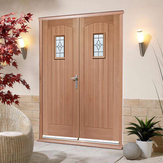 Image: Cottage External Mahogany Double Door and Frame Set - Bevelled Tri Glazed, From LPD Joinery
